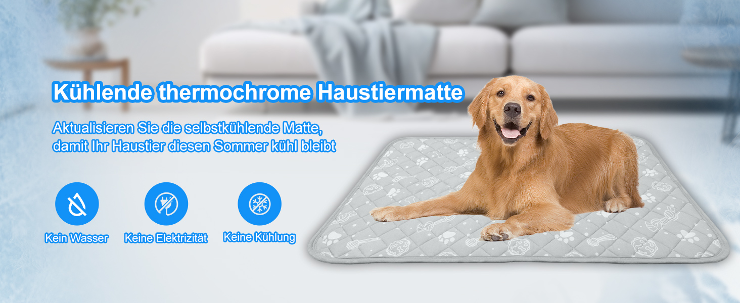 Кühlmatte для собак та котів MH MYLUNE HOME: термохромна, самоохолоджувальна, неслизька, водопоглинаюча, портативна, 100 x 70 см, сіра