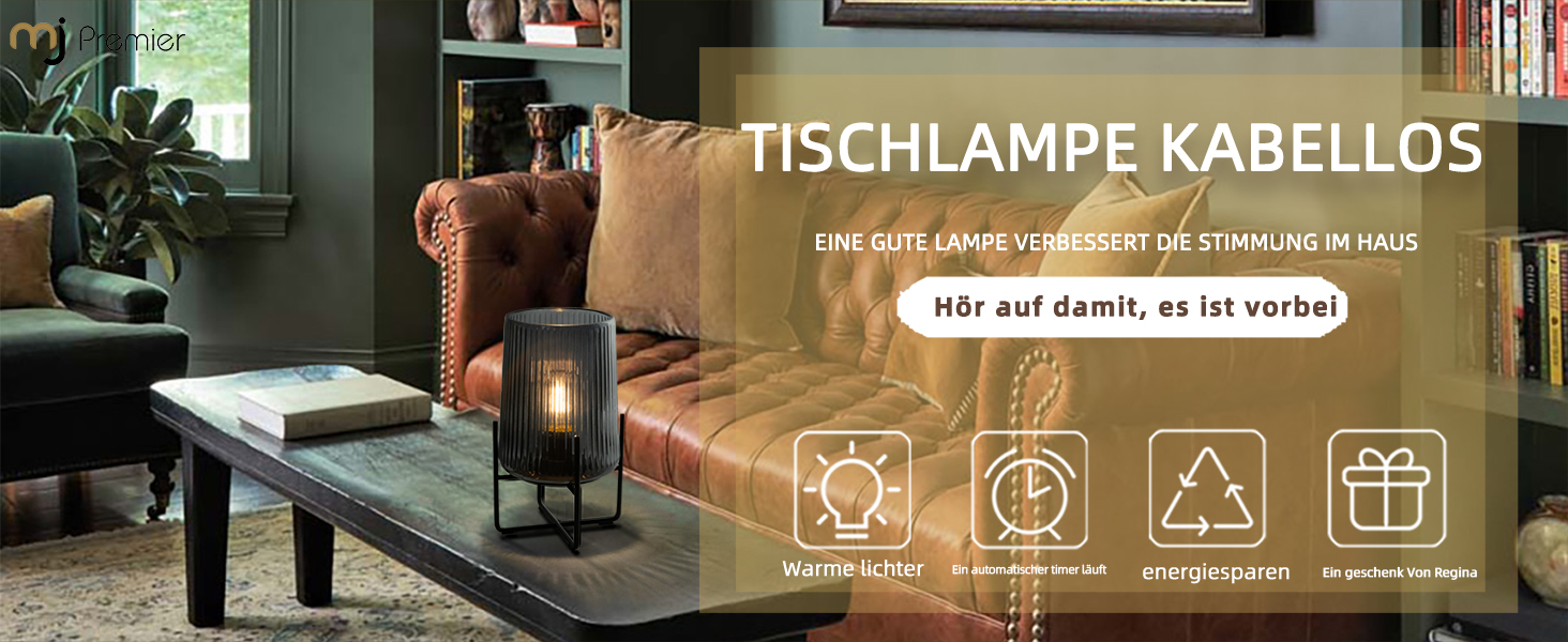 Бездротова настільна лампа з таймером, вінтажний дизайн, акумуляторна LED лампа для дому та вулиці, сірий колір, розмір L