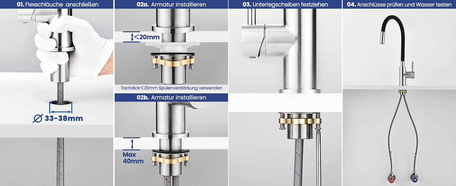 Чорний кухонний змішувач з гнучким виливом, 360° обертання, 2 режими струменя, нержавіюча сталь