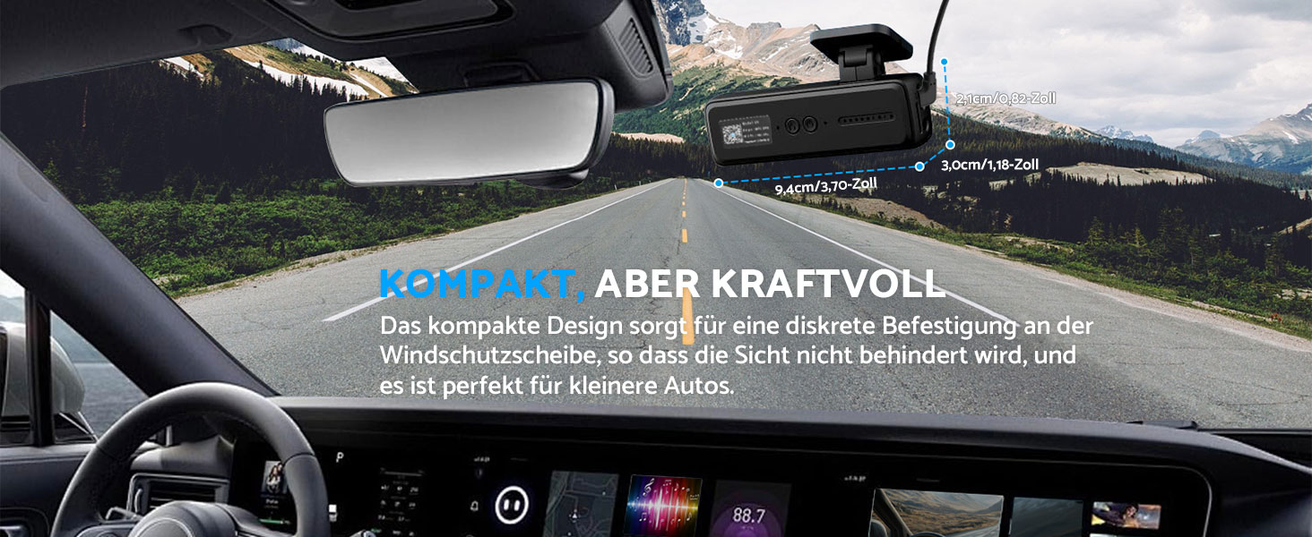 eSynic Міні відеореєстратор (Dashcam) Auto WiFi 1080P Full HD – 160° Широкий кут, Нічне бачення, G-сенсор, Паркувальний режим, Керування через App, WiFi, 32GB SD-карта в комплекті