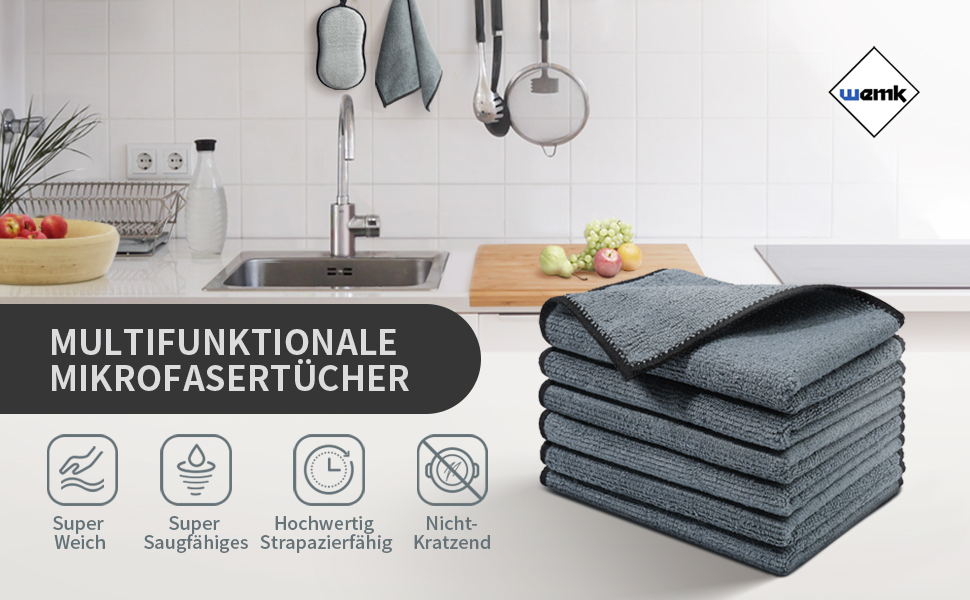 Серветки з мікрофібри для прибирання та авто, 60 шт, 30x20 см, 280 GSM, суперпоглинаючі та м'які рушники для дому та транспорту