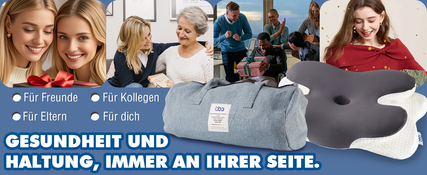 Подушка для шиї IDEA: ортопедична, з memory foam, для дорослих, 62x40x9/11 см, підтримка шиї, комфортна для подорожей