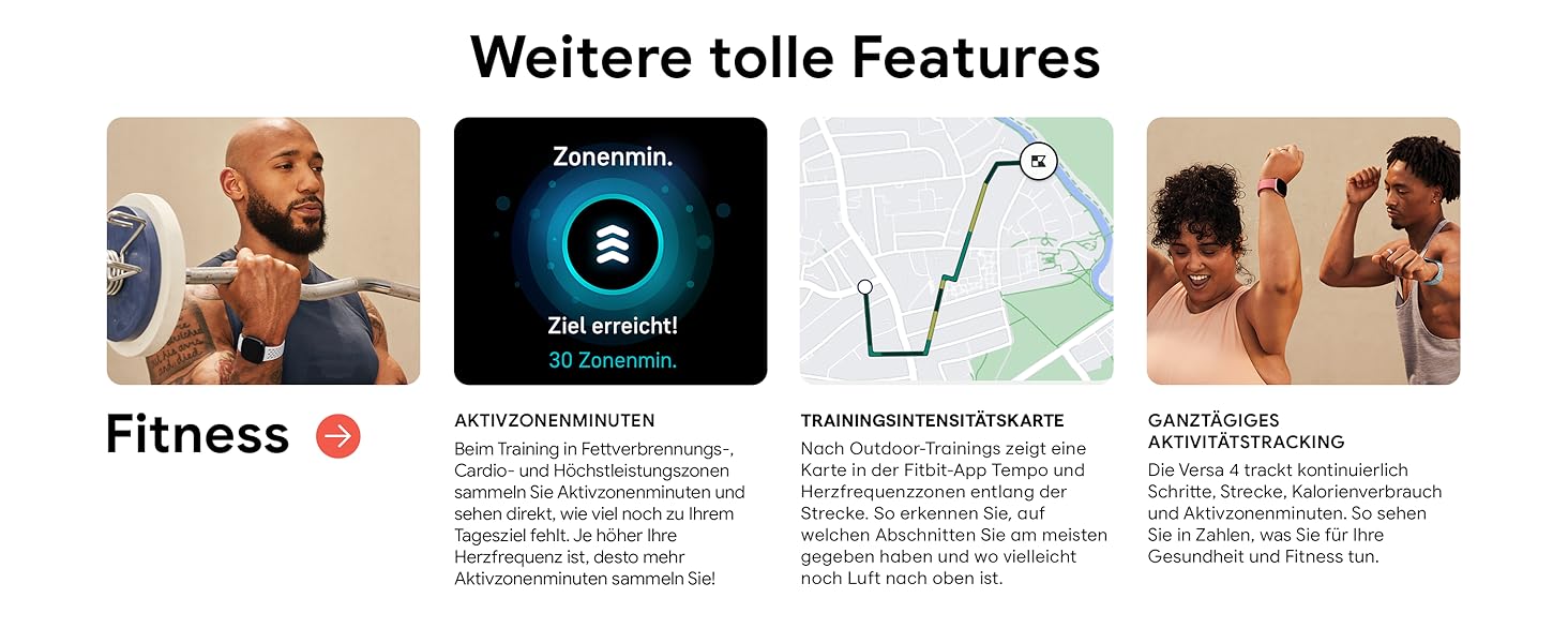 Смарт-годинник Fitbit Versa 4 – фітнес-трекер з GPS, телефоном, 6 днів роботи батареї, 40+ режимів тренувань, сумісний з Android/iOS, Sandrosa/Aluminium (Кораловий рожевий)