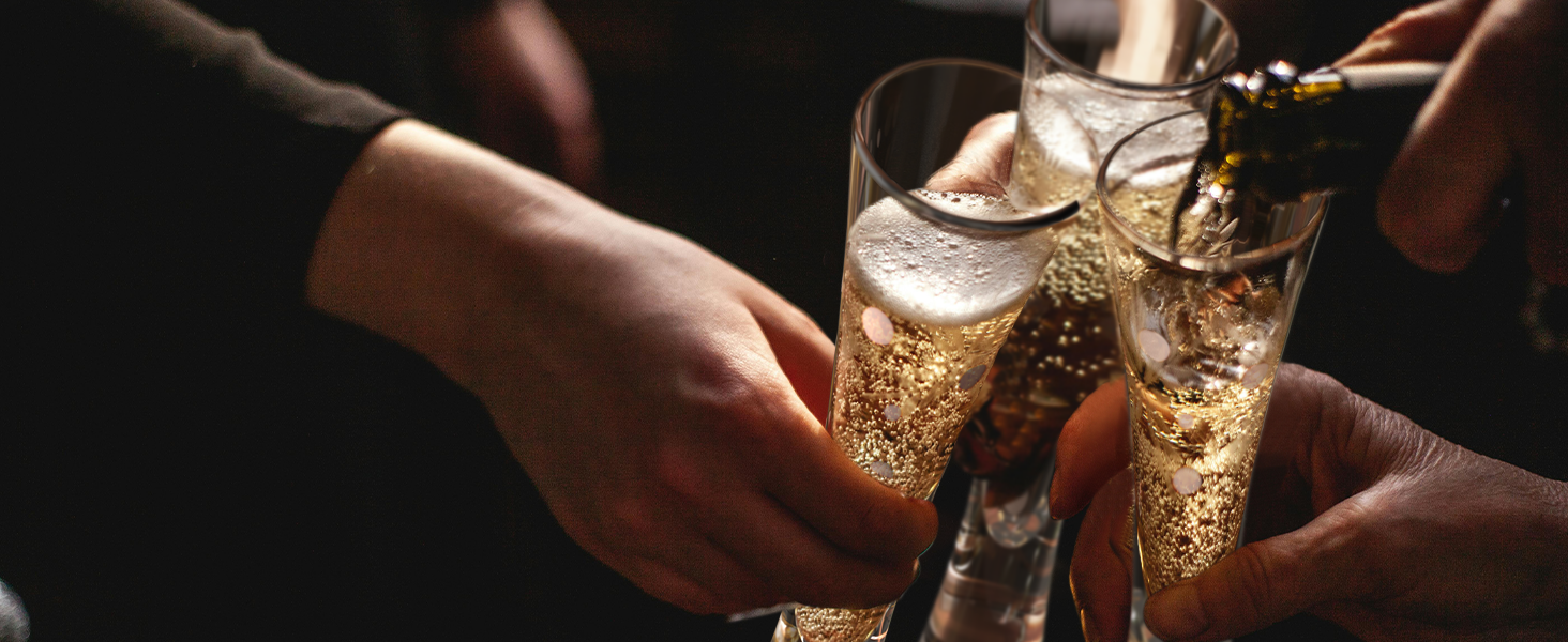 Набір 2 шт. келихів для шампанського 145мл, келихи з кришталю, келихи для ігристі вина, ручної роботи, прозорі лікерні келихи (з пінопластовою упаковкою)