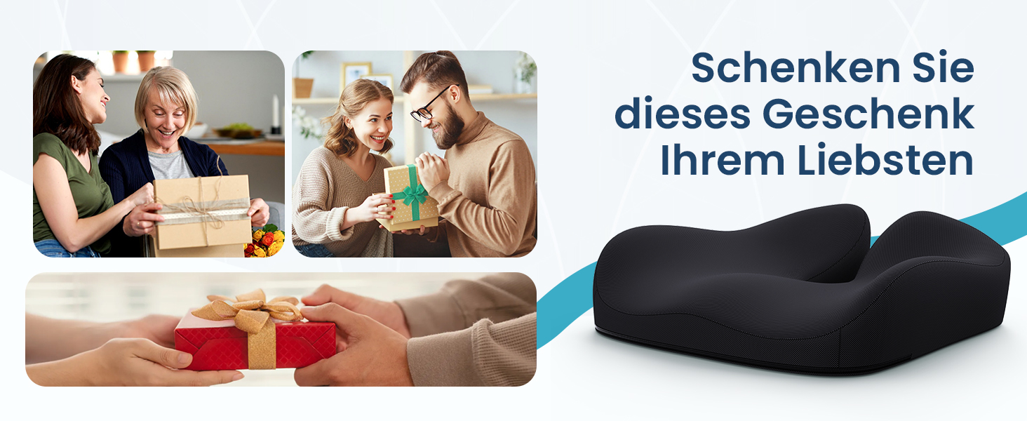 Ортопедична подушка для сидіння Benazcap Donut – для офісного крісла, авто та інвалідного візка. З ергономічної піни пам'яті для геморою, ішіасу, вагітності та після пологів (чорний)