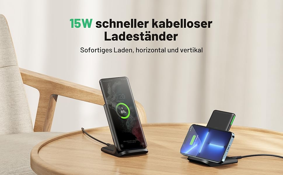 Бездротовий зарядний пристрій INIU 15W для iPhone та Samsung Galaxy – Qi сертифікат, чорний