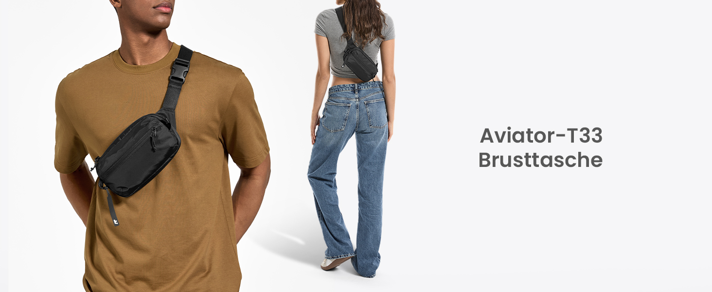 Сумка-слінг Tomtoc 1.5L з RFID захистом, антикрадіжна, для чоловіків та жінок, чорна