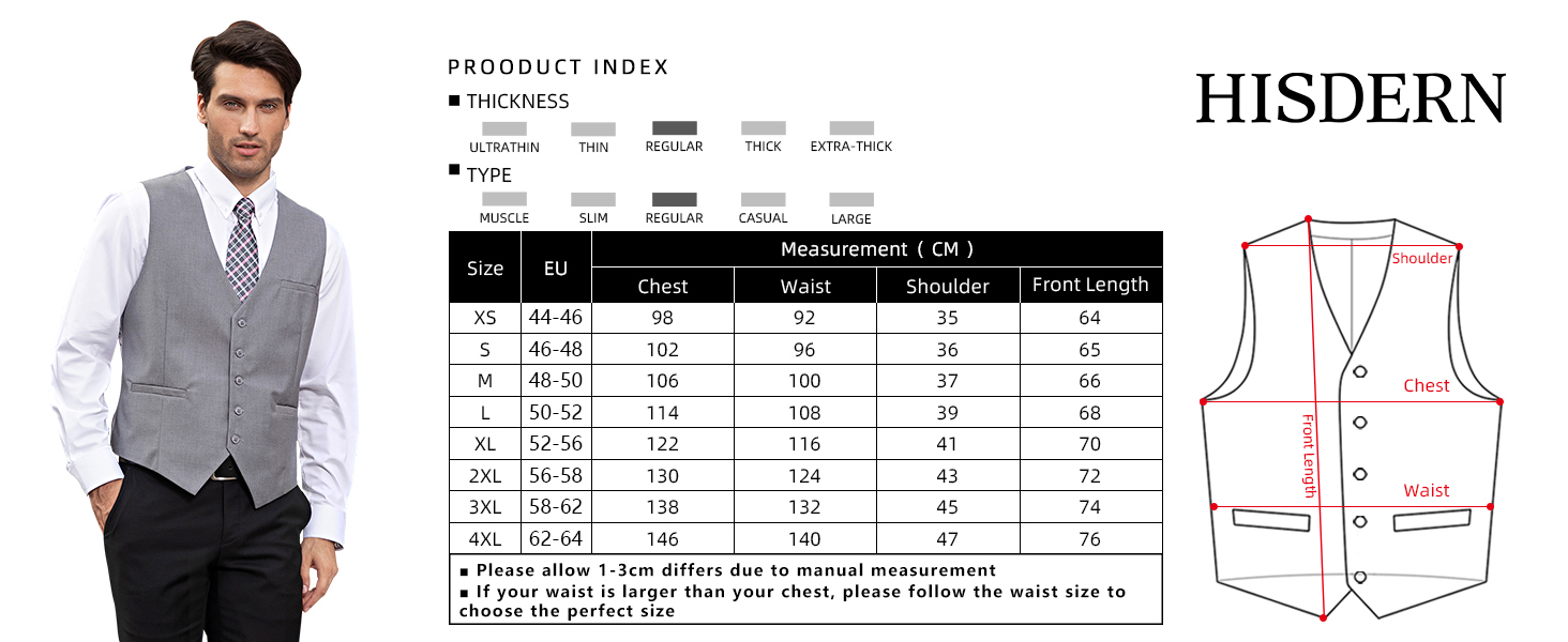 Чоловіча жилетка для весілля та свят HISDERN, бавовна, однотонна, чорна (M)