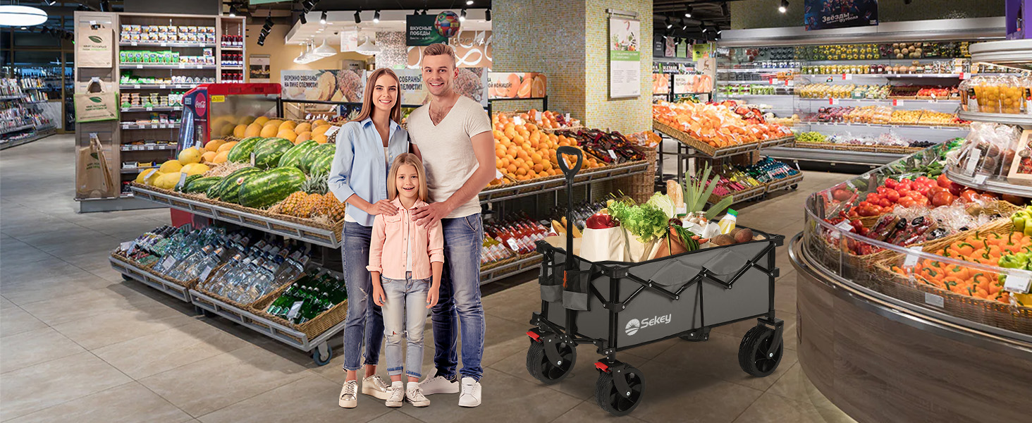 Bollerwagen Sekey XXXL: Складна вантажна платформа з великим об'ємом 150л, 200кг вантажопідйомністю, широкі колеса для бездоріжжя, антрацит