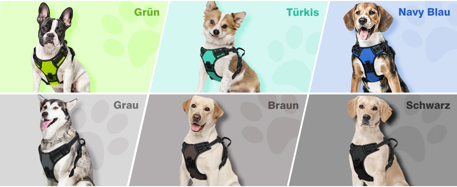 Шлейка для собак Joytale, середнього розміру, світловідбиваюча, дихаюча, з ручкою для контролю та тренувань, сіра, M (1 шт.)