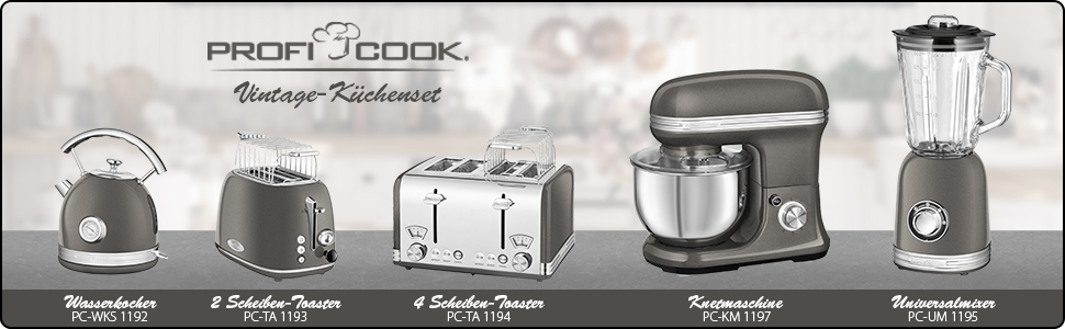 Електричний чайник ProfiCook® PC WKS 1192, 1,7 л, антрацит, ретро-дизайн з металевим корпусом та хромованими деталями, з індикатором температури, 2200W