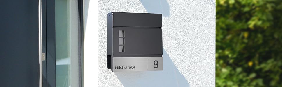 Поштовий ящик Forgard Helsingborg антрацит з газетницею, RAL 7016, персоналізований, з монтажним комплектом. З цинкової сталі, сучасний дизайн.