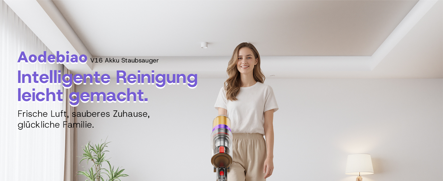 Бездротовий акумуляторний пилосос V16 600W з LED-дисплеєм та автоматичним режимом. Підходить для твердих підлог, килимів та видалення шерсті тварин.