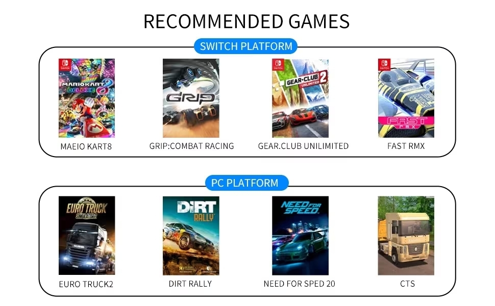 Руль для ПК DOYO з педалями та перемикачем передач, 270° оберт, Bluetooth, вібрація, сумісний з PC, PS3, PS4, Switch, Android, чорний