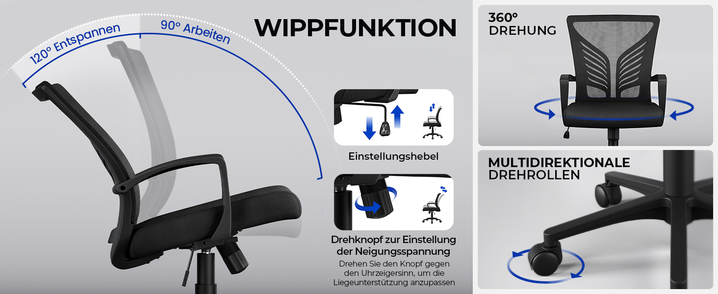 Ергономічне крісло Yaheetech для офісу та дому: регульоване, з підлокітниками, чорне