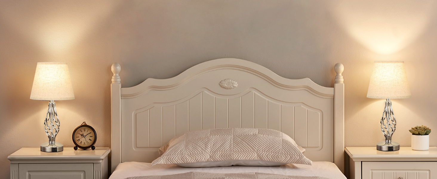 Настільна лампа Kakanuo 2 шт., торшер з торшером, регульоване торшером, USB-порт A+C, сірий абажур, 2 LED-лампи, сучасний дизайн для спальні, вітальні, офісу, декору (C-beige)