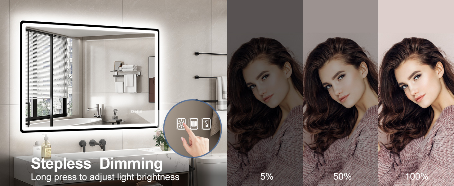 Дзеркало для ванної кімнати зі світлодіодним підсвічуванням STARLEAD 80x60 см, Bluetooth, протитуманне, регульоване, 3 кольори світла, HD скло, IP44, горизонтальне/вертикальне