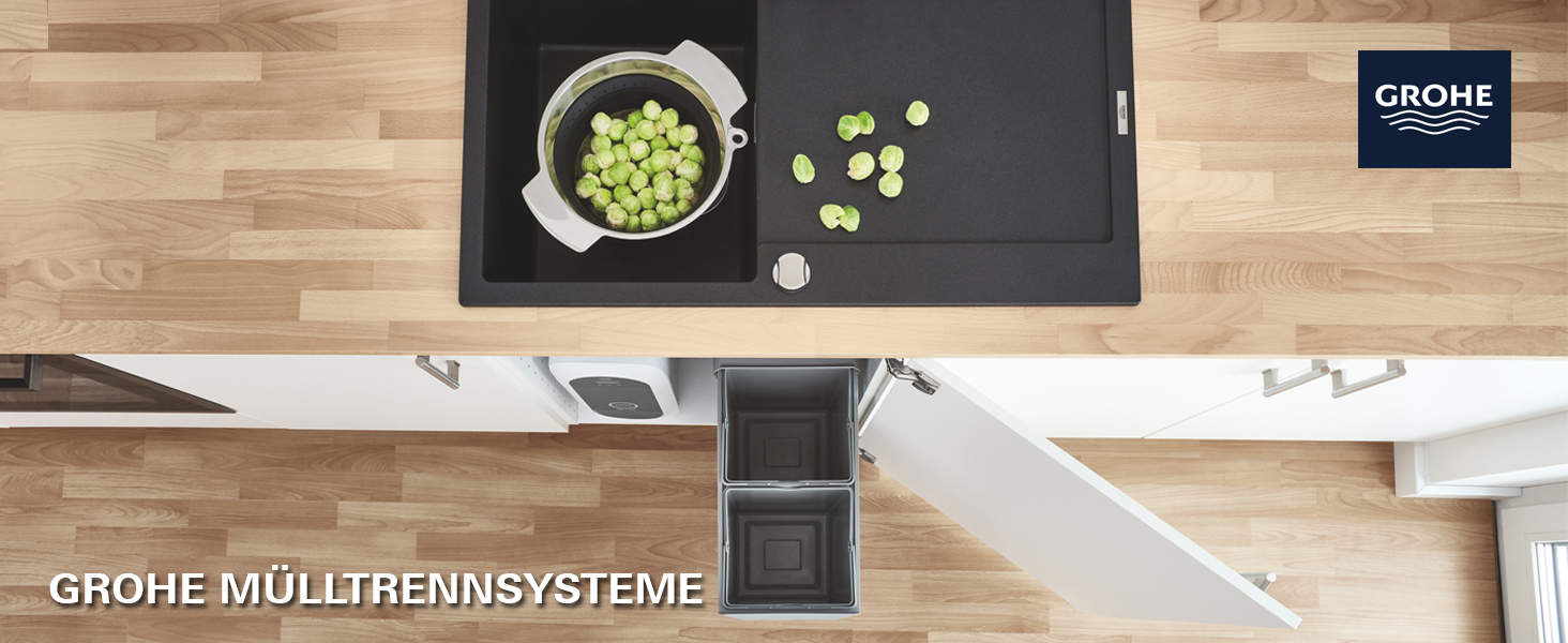 Система сортування сміття GROHE Blue Accessoires 30 см, 2 відсіки по 15 л, сірий (40855000)