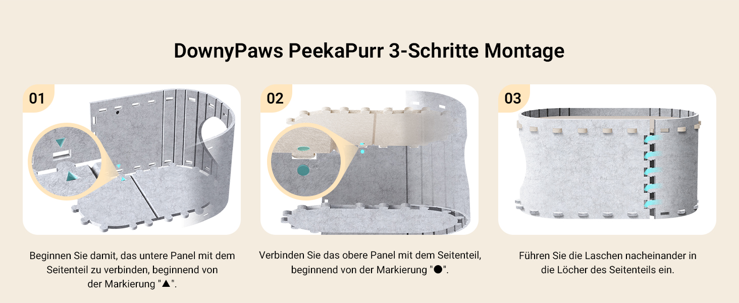 Будиночок-печеринка для котів DownyPaws з фетру, 2-ярусне ліжко для котів, 50 x 33 x 50 см. Затишний дизайн, захист кігтів, (одиночний, білий)