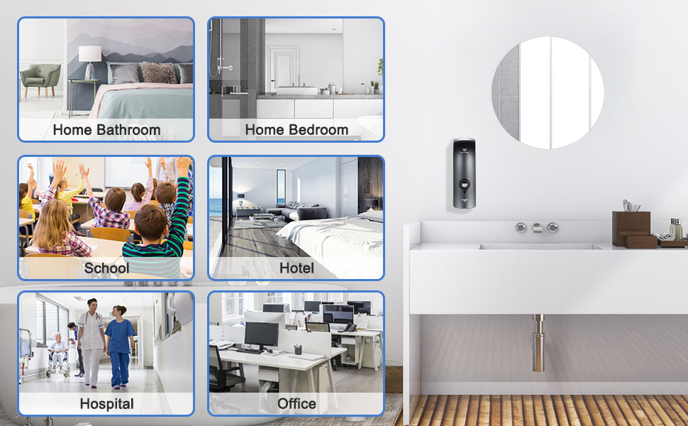 Дозатор мила настінний без свердління, 300 мл, ручний, для душу/шампуню/дезінфікуючого засобу, чорний/білий/золотий, опція сіро-чорний