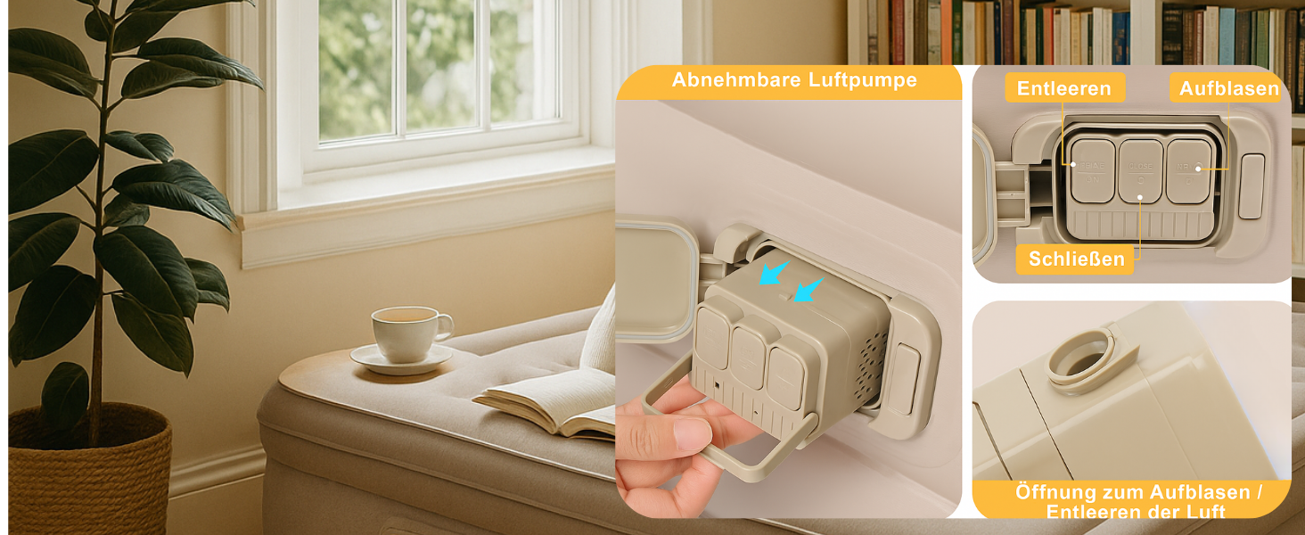 Надувна ліжко 2 особи, самонадувна повітряна матрац з портативним насосом, антизносний матеріал преміум-якості, для кемпінгу та дому. Подвійне ліжко для гостей