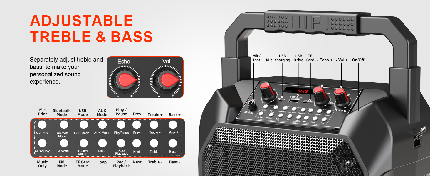 Портативна караоке-машина з Bluetooth, мікрофоном та підключенням TF/USB/FM/AUX для дому та вечірок (2 мікрофони)
