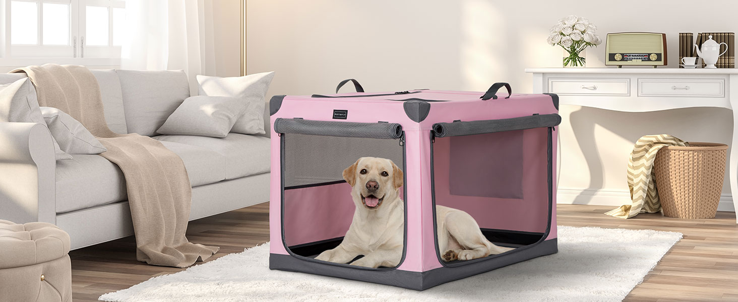 Транспортна переноска для собак та котів Petsfit, складана, для подорожей та авто, рожева, M