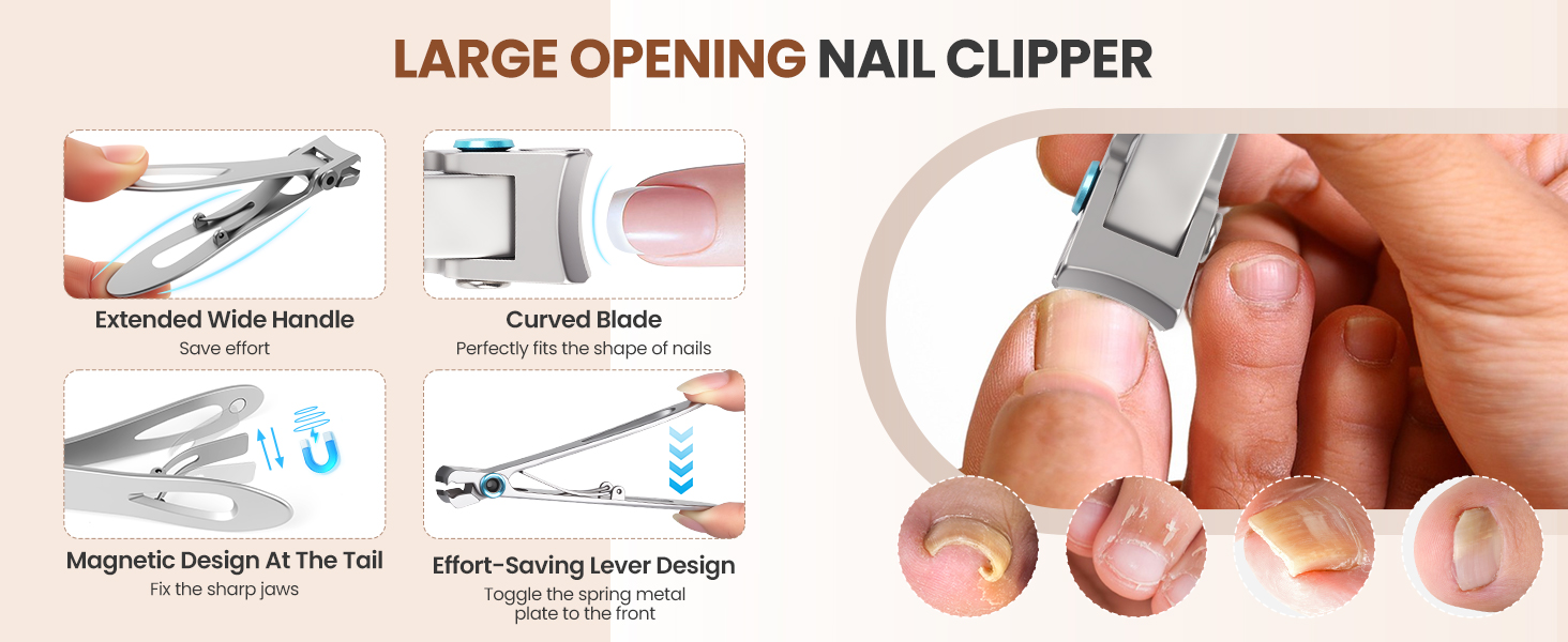 Кусачки для нігтів для літніх людей з товстими нігтями Zehennagelknipser: професійні кусачки з гострим вигнутим лезом та пилкою, нержавіюча сталь