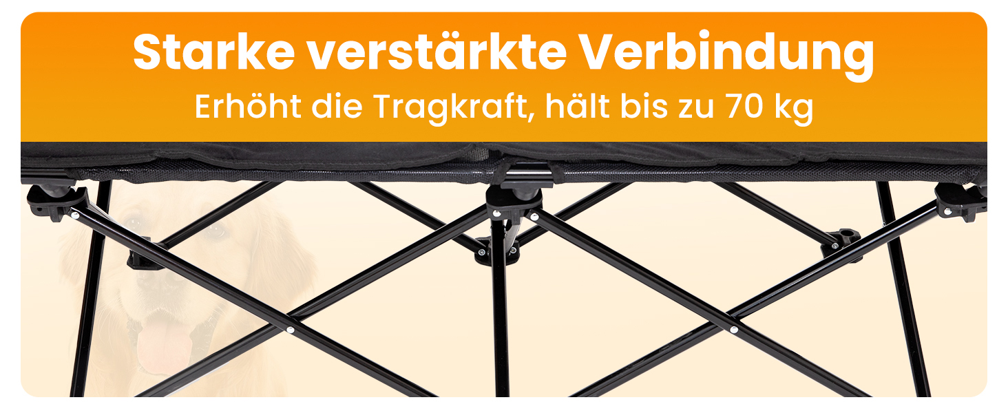 КінгКемп лежанка для собак, піднята лежанка для домашніх тварин, лежанка для собак на відкритому повітрі, чорна, 57 x 57 x 23 см (126 x 66 x 33 см)