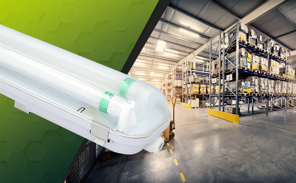 Світильник LED HOFTRONIC 150см 60Вт 10500лм холодне світло, IP65, водонепроникний, без мерехтіння, з'єднуваний, T8, для гаража, майстерні, офісу, підвалу (110лм/Вт, 6000K)