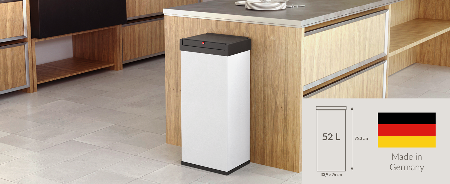 Відро для сміття Hailo Big-Box Swing XL 52 л, сталевий, самозакривний, з кріпленням для мішка, срібний, німецька якість