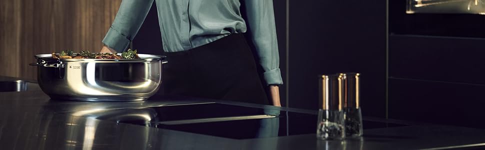 Жаровня WMF з кришкою для духовки, 8,5 л, індукційна, нержавіюча сталь Cromargan, скляна кришка, термометр, 38x26x12 см