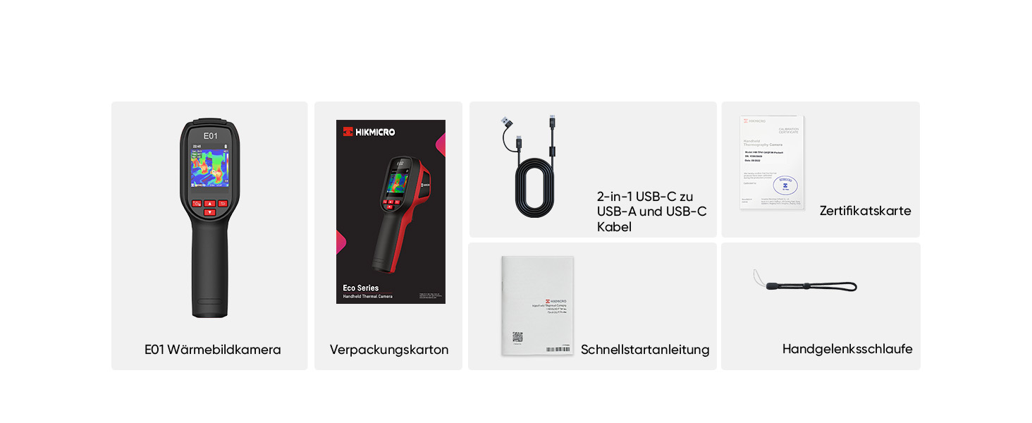 HIKMICRO E01 Тепловізійна камера SuperIR: портативна інфрачервона камера з лазерним покажчиком, роздільна здатність 240x240, діапазон температур -20°C - 400°C, частота оновлення 20Hz