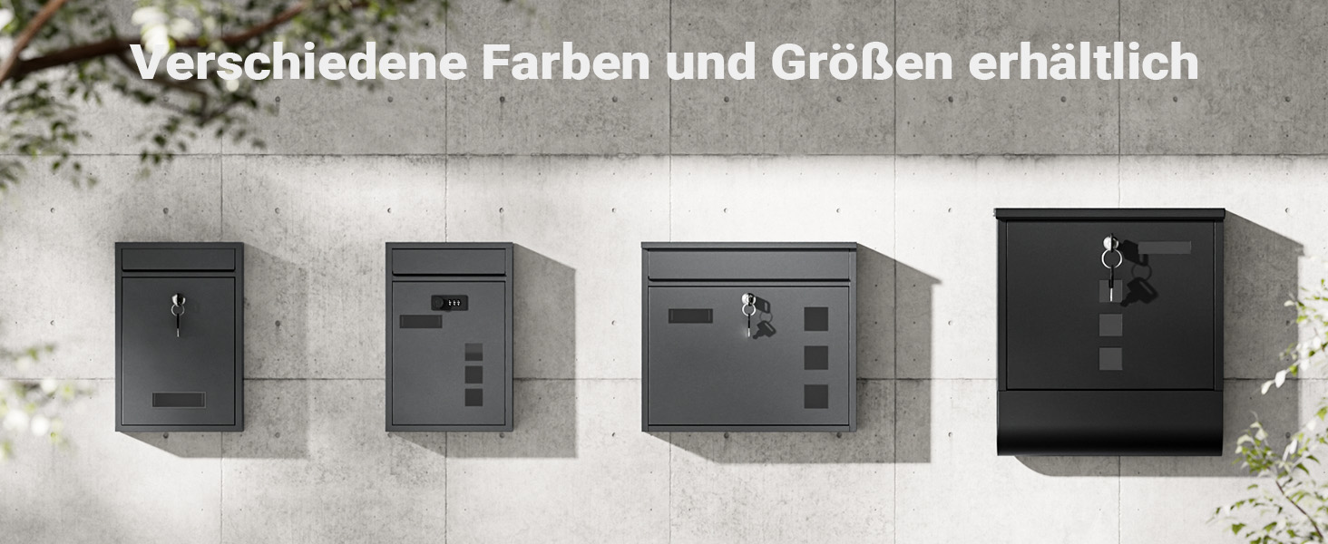 Поштова скринька настінна V63 Anthrazit з дерев'яним декором, сталь, з замком та м'якою кришкою, 410x130x370 мм