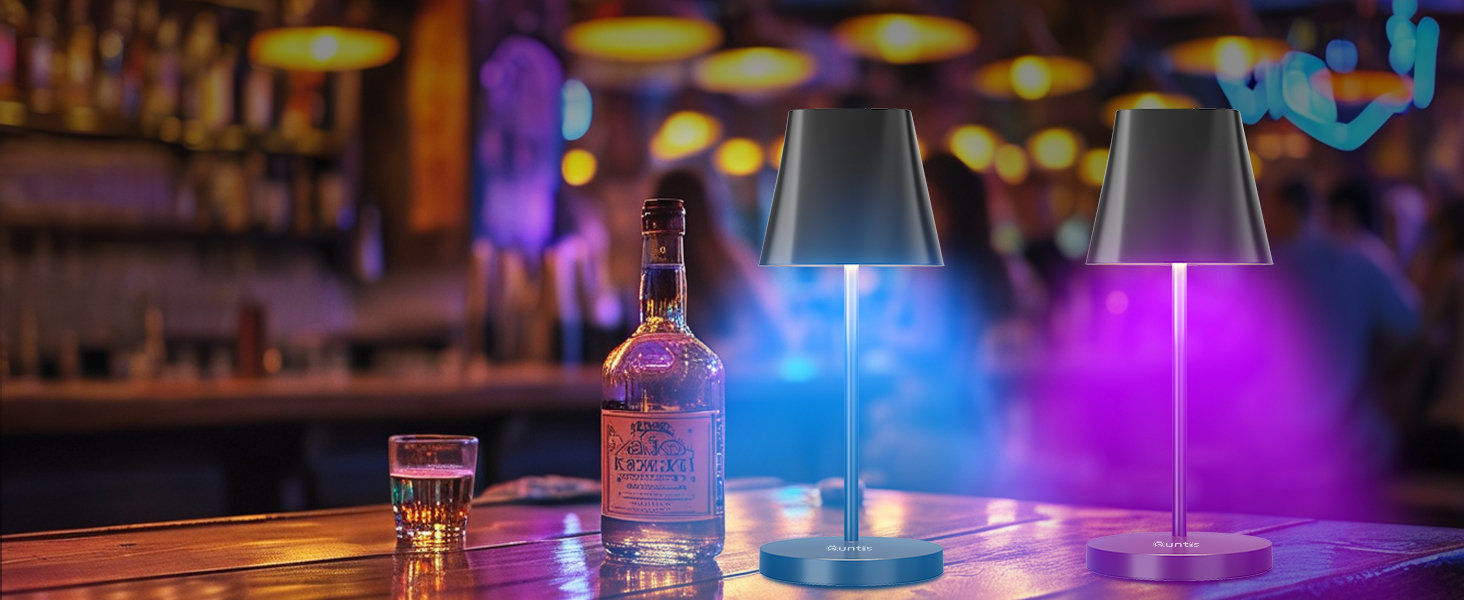 LED настільна лампа Quntis бездротова, торцева, з регулюванням яскравості, акумуляторна, USB, 3000K-5000K, IP44, для дому та вулиці, чорна (2, 3 колірні температури + RGB)