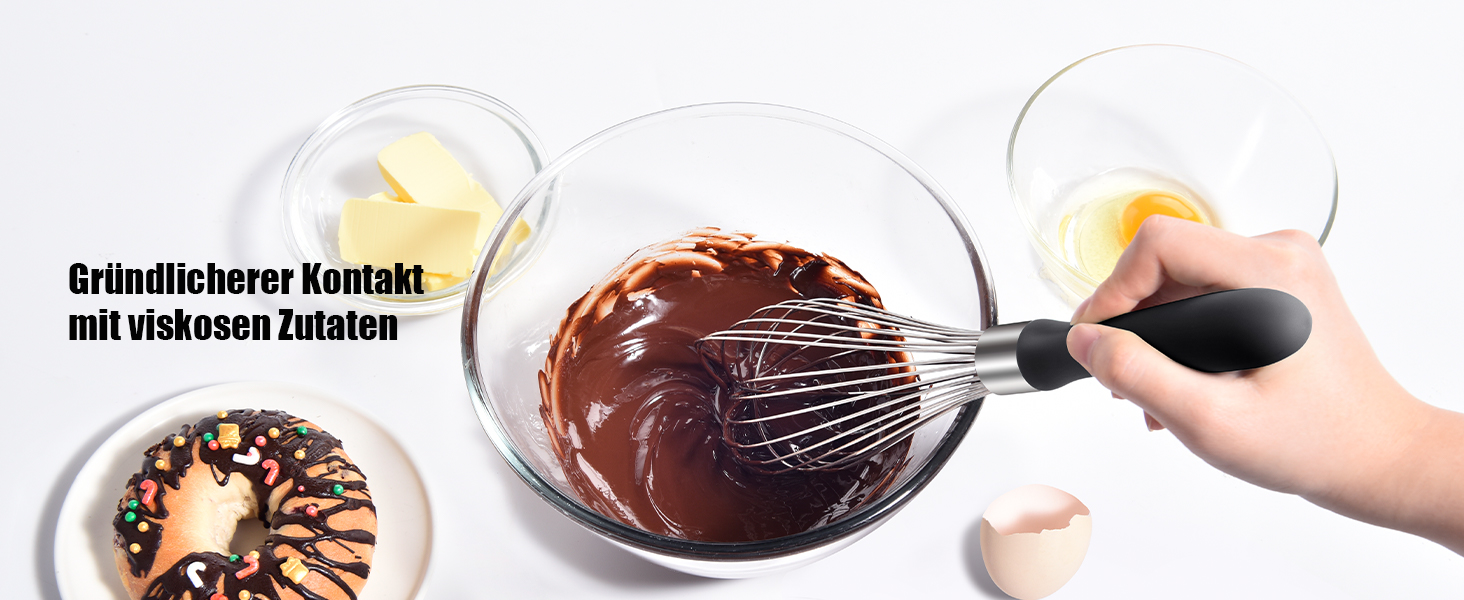 Міксер ручний кухонний Doosu 30см, з нержавіючої сталі 18/8, 12 гнучких дротів, чорний