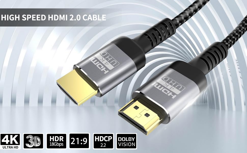 HDMI кабель Soonsoonic 5 метрів 4K 60Hz HDR, Ethernet, для TV, монітора, ноутбука, Xbox, PS4/PS5