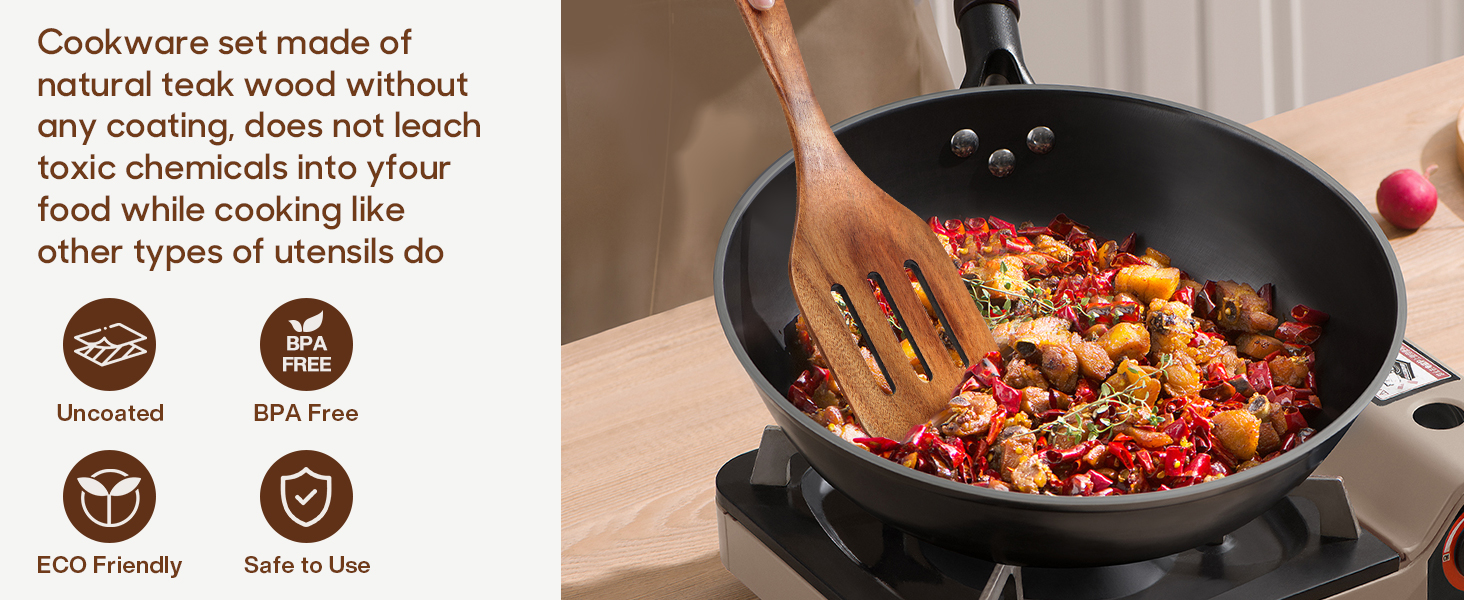 Набір дерев'яних лопаток для приготування їжі Spardar (7 шт.) - оранжево-коричневий