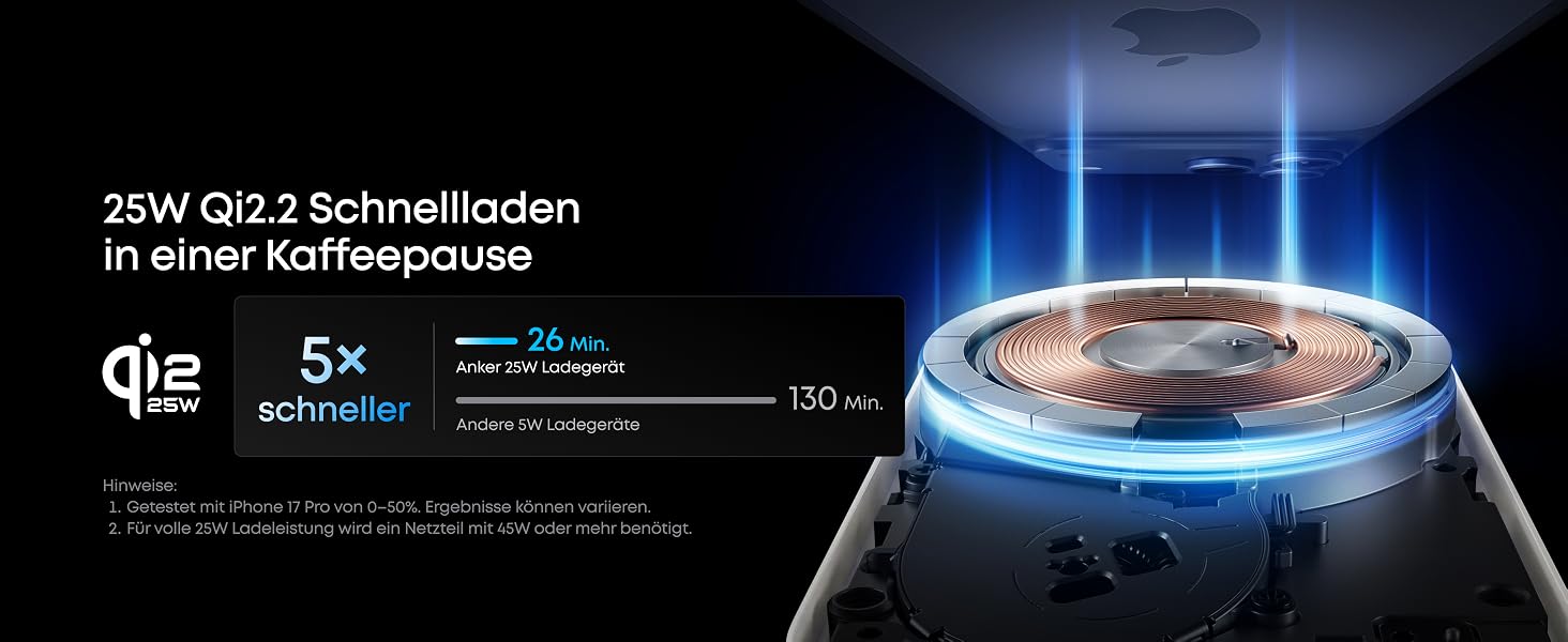 Зарядна станція Anker Prime 3-in-1 Qi2 25W з системою охолодження AirCool, бездротовий зарядний пристрій (білий)