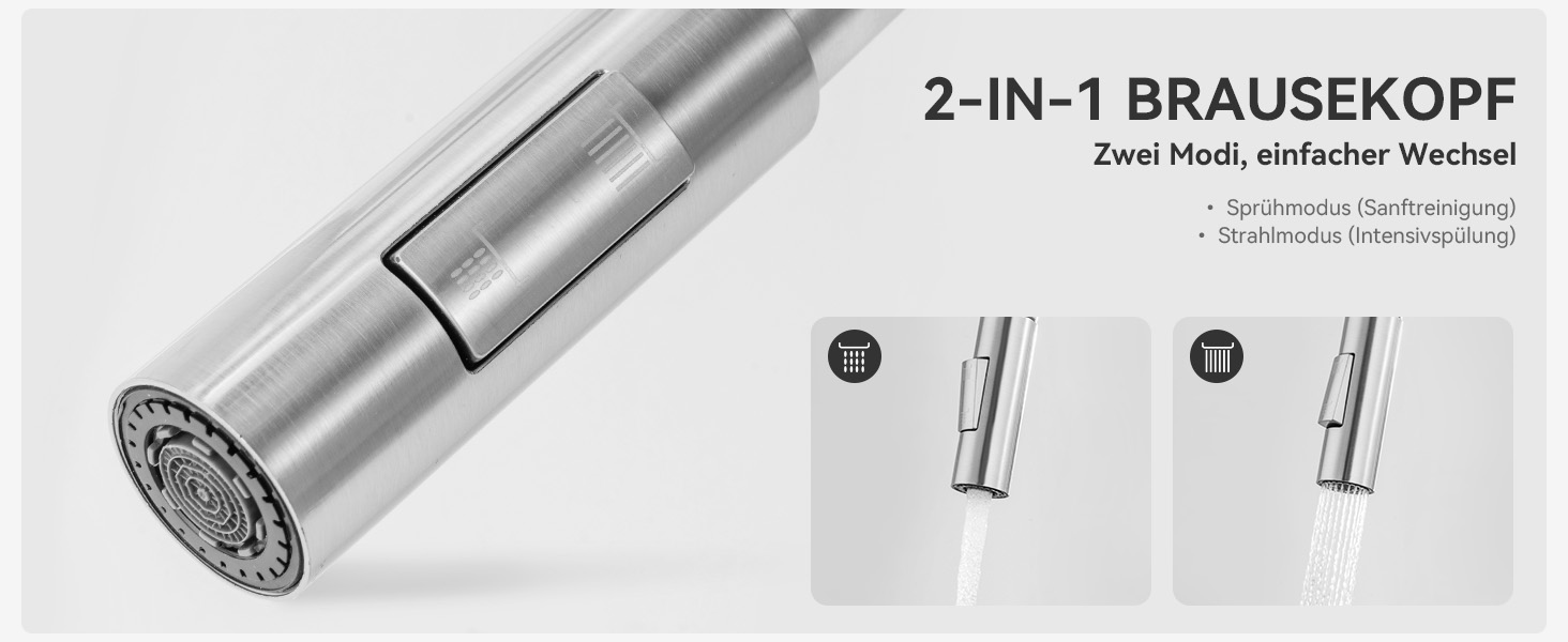 Чорний кухонний змішувач CECIPA SOFETIY SERIE з висувною лійкою, нержавіюча сталь, 360° обертання, 2 режими струменя