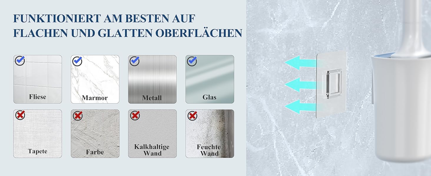 Настінна щітка для туалету Mr.Siga з тримачем, без свердління, біла