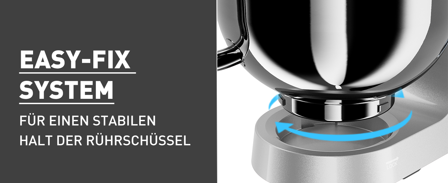 Кухонна машина Heinrichs з подвійним гаком для тіста, міксер, 2500W, 8L чаша з нержавіючої сталі, 8 швидкостей, тиха робота, колір