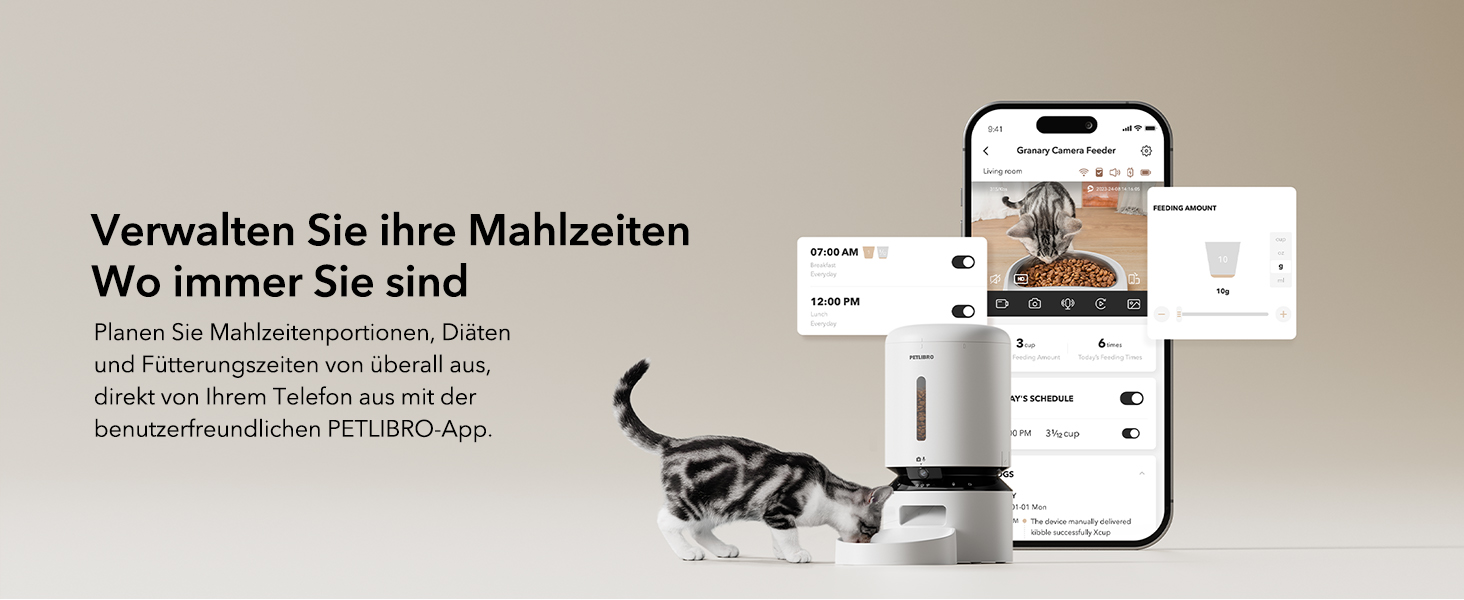 Автоматичний годівниця для котів та собак PETLIBRO 5L з відеоспостереженням 1080P, WiFi, нічним баченням, датчиком низького рівня корму та сигналізацією, 1-10 прийомів