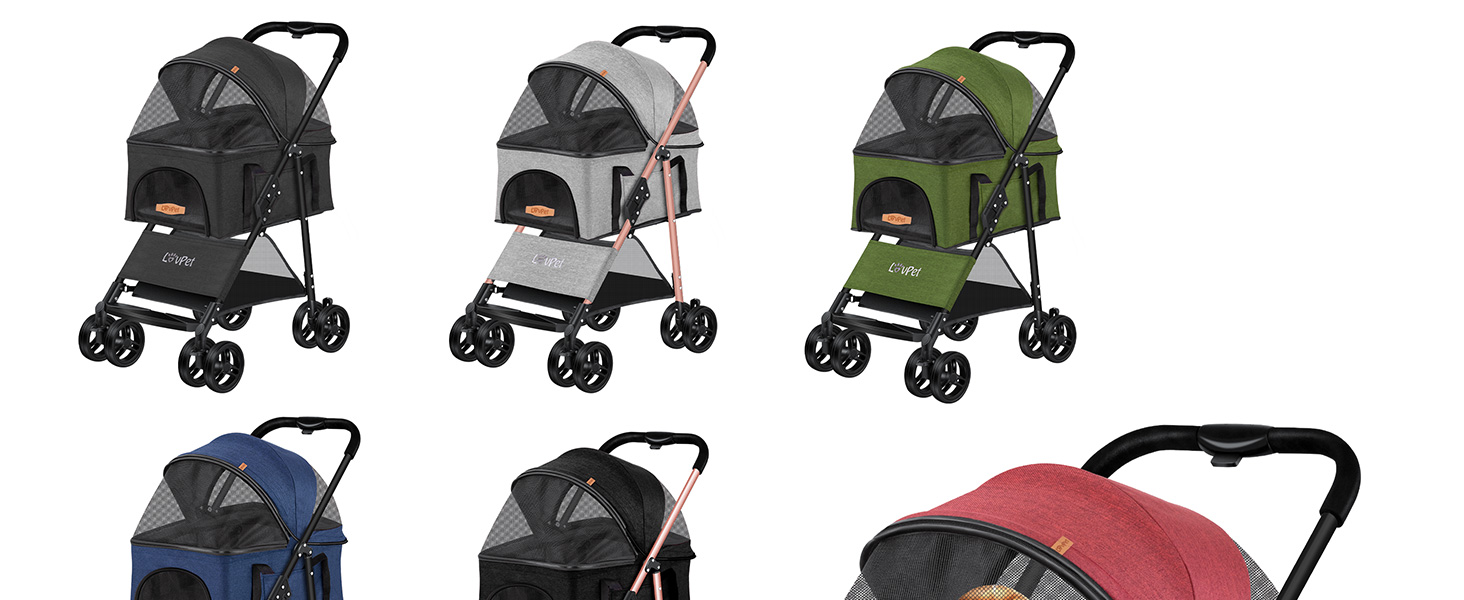 LOVPET® 2-in-1 Pet Stroller - Dog Buggy, Carrier & Jogger for Pets up to 20kg - Foldable, Grey
