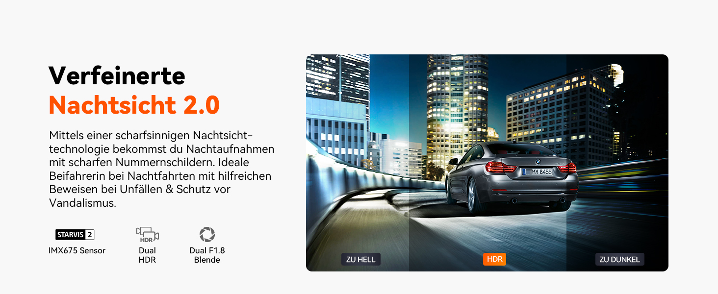 Автомобільний відеореєстратор VANTRUE N2X 2.7K+1080P, подвійна камера, HDR нічне бачення, GPS, Wi-Fi 5ГГц, додаток, голосове керування, 2'' екран, 24/7 паркувальний режим, G-сенсор, до 1ТБ