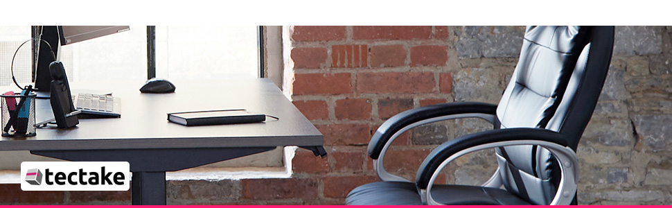 Офісне крісло tectake - ергономічний кухонний стілець з високою спинкою, регульована висота, поворотний, з механізмом гойдання, чорний (400578)