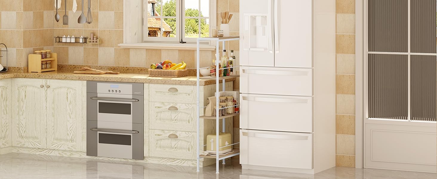 WOLTU 4-Tier Corner Shelf - White Oak & White Finish