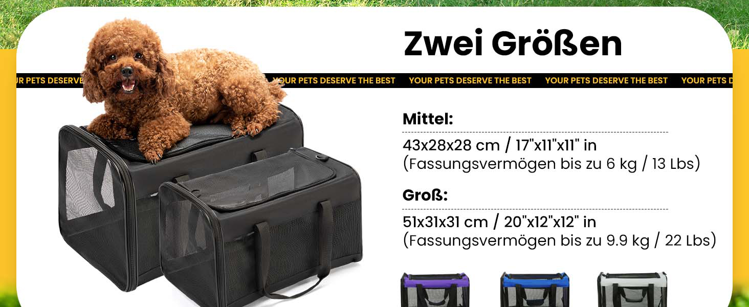 Транспортна переноска для котів Conlun, м'яка переноска з сіткою з 4 сторін, підходить для перевезення в літаку, для кошенят та невеликих котів до 6 кг, складана переноска для собак, (51x31x31 см, блакитна)