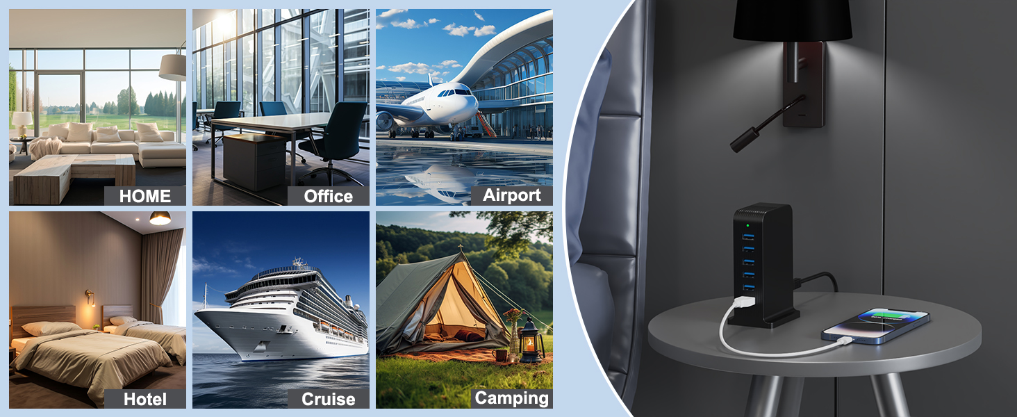 Зарядний пристрій USB мережевий 6 портів 25W для iPhone, Samsung, LG, Huawei та інших пристроїв (Чорний)