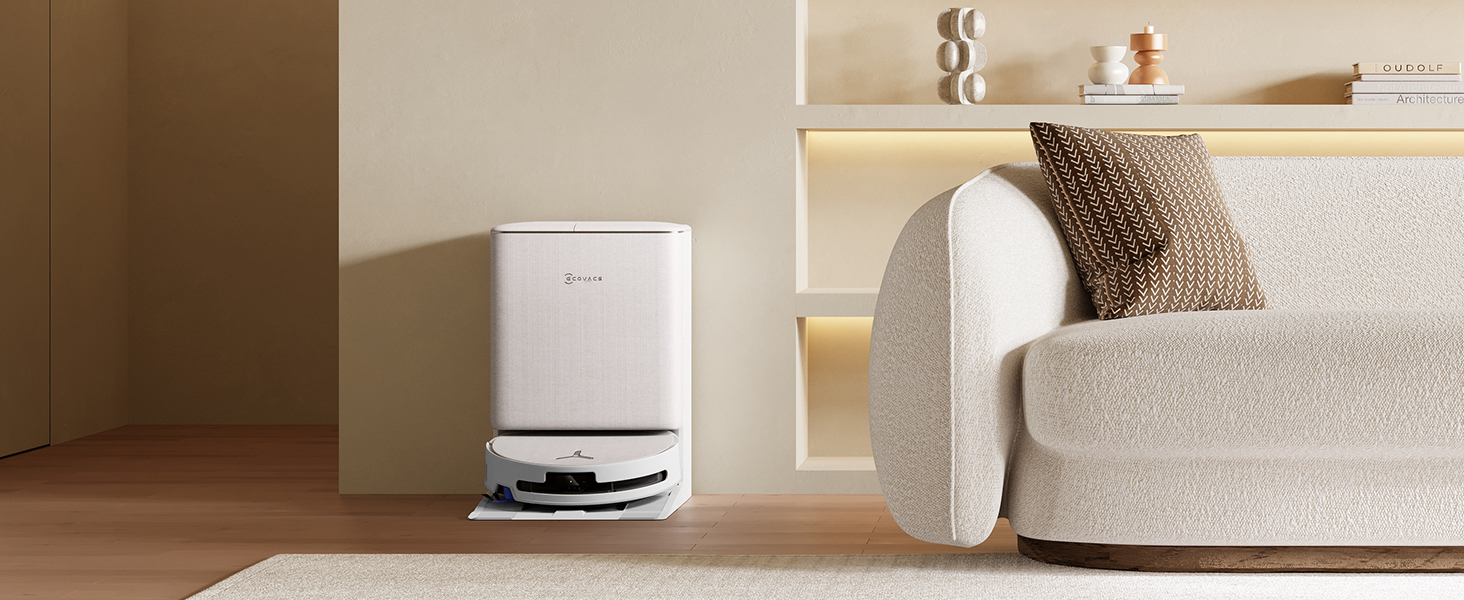 Робот-пилосос з функцією вологого прибирання ECOVACS T90 PRO Omni, 30 000 Па, PowerBoost, матовий білий